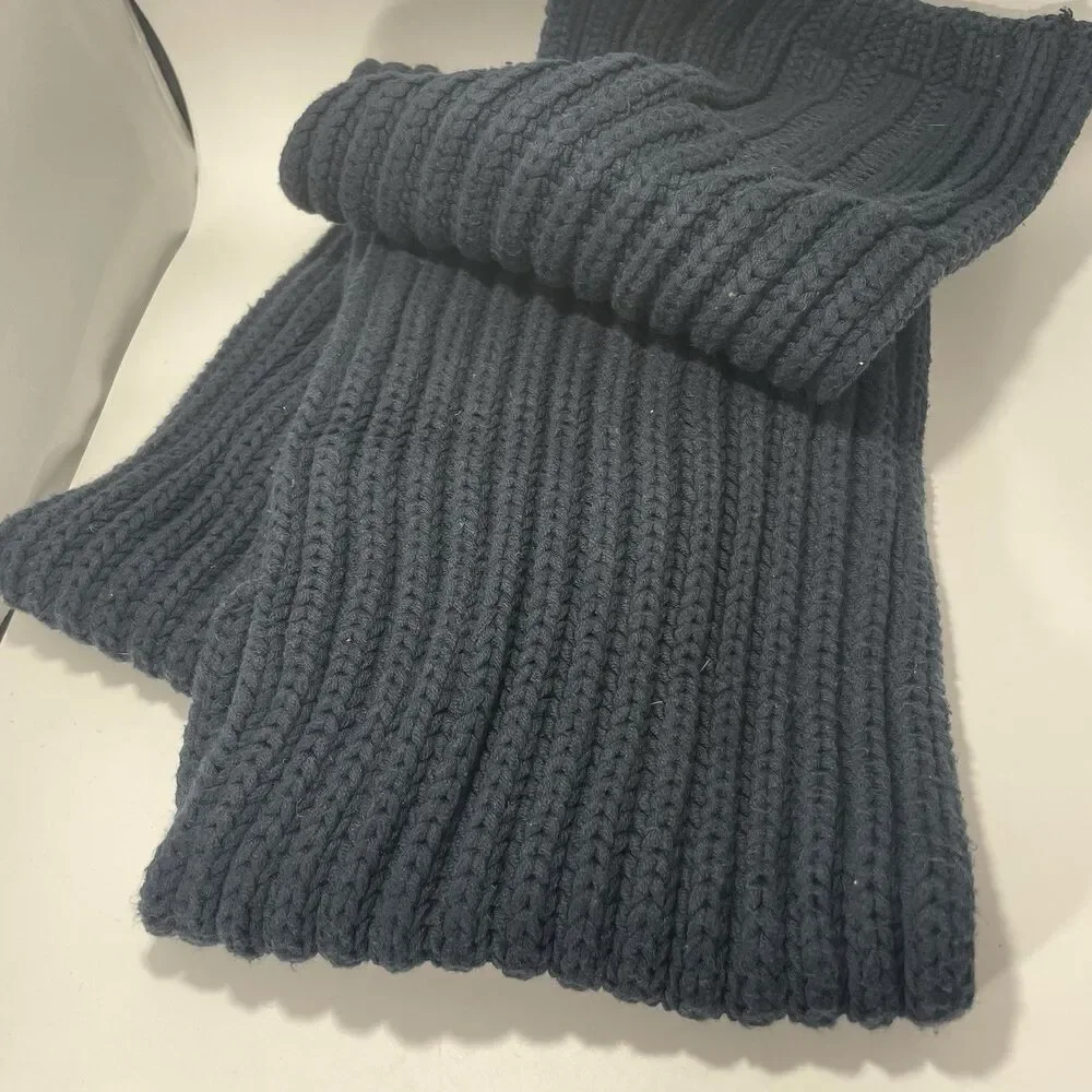 Superdry Super Cable Chunky Knit Navy Blue Unisex Scarf Black Label